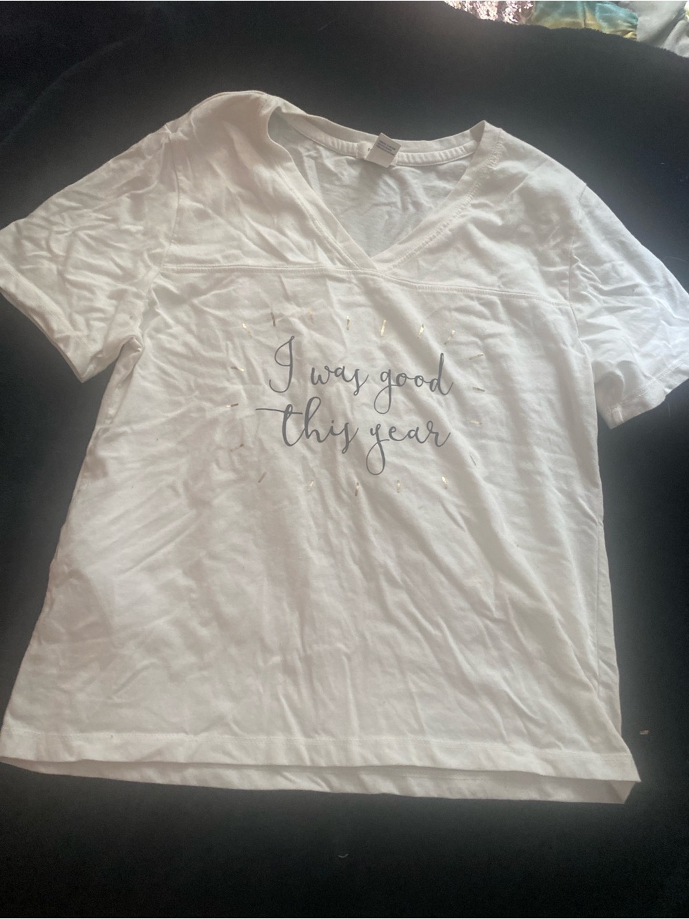 Forever 21 White V-Neck Graphic Tee - Scripted Text